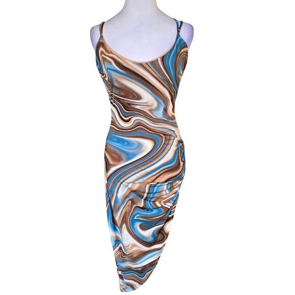 Windsor Y2K Fairy Asymmetrical Swirl Bodycon Dress Crisscross Artsy Festival M - Picture 1 of 8